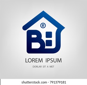 Business Construction logo b concept design ,Home logo, Simple Geometric House Real Estate Architecture Construction Logo Vector Icon