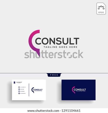 Business Consult logo template with business card vector isolated, icon element