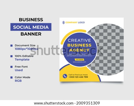 business consultancy firm social media post template design with an image placement, professional eye-catchy colorful design. Standard for web banner and social media, vector square eps 10 version. Stock photo © 