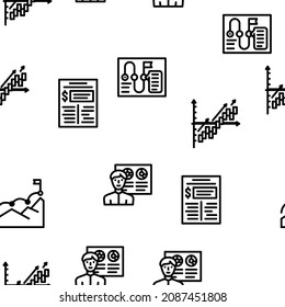 Business Consultant Advicing Vector Seamless Pattern Thin Line Illustration