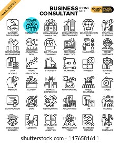 Business consultant icon illustration set in modern line icon style for ui, ux, website, web, app graphic design