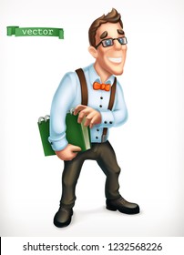 Business consultant, logistician, office manager, friendly young man. 3d vector icon