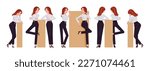 Business consultant professional lady set, attractive woman leaning poses. Office girl, female manager formal work occasion classic wear. Vector flat style cartoon character isolated, white background