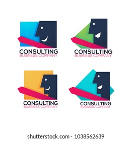 business consulting company, logo, label, symbol, emblem, vector collection