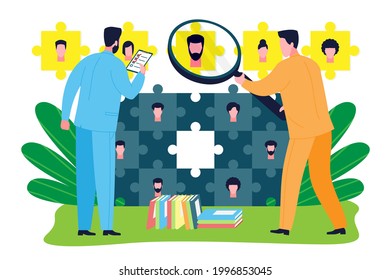 Business consulting concept. An expert in human resource management provides personnel advice and support in the search, selection and recruitment of a candidate for the position of an employee. 