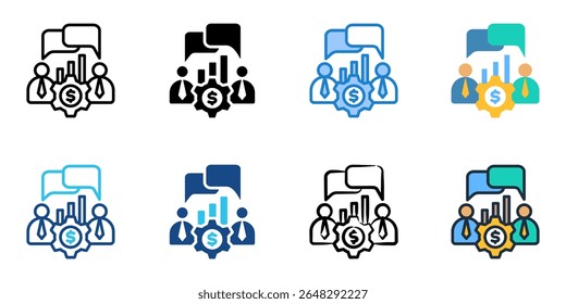 Conjunto de iconos de consultoría de negocios colección de estilo múltiple 
