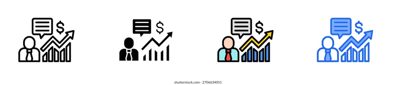 Conjunto de iconos de consultoría de negocios Colección de estilo múltiple