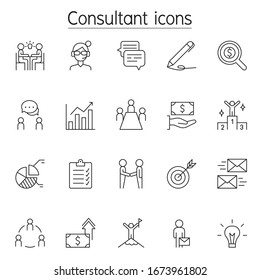 Business consulting icon set in thin line style