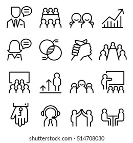 Business Consulting icon set in thin line style
