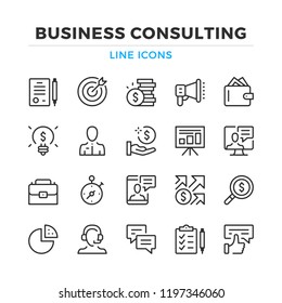 Business consulting line icons set. Modern outline elements, graphic design concepts, simple symbols collection. Vector line icons