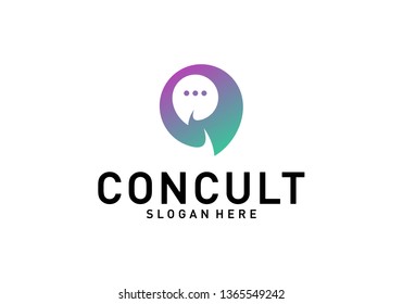 Business Consulting Logo Concept. App Chat Talk Bubble Logo Vector. Icon Symbol