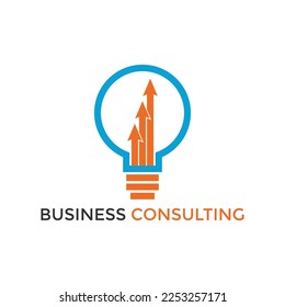 Business consulting logo idea vector template, grow chart with lights concept