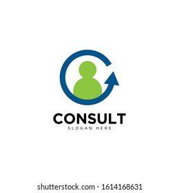 Business consulting logo template. Speech bubble and growth graph vector design.