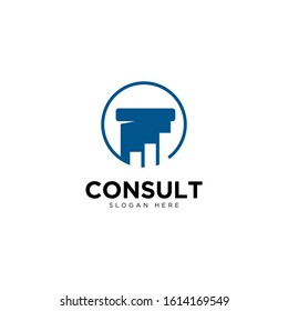 Business consulting logo template. Speech bubble and growth graph vector design.