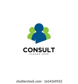 Business consulting logo template. Speech bubble and growth graph vector design.