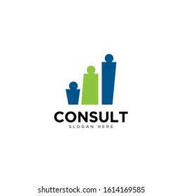 Business consulting logo template. Speech bubble and growth graph vector design.