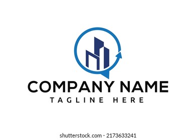 Business consulting logo template. Speech bubble and growth graph vector design. Consult logotype