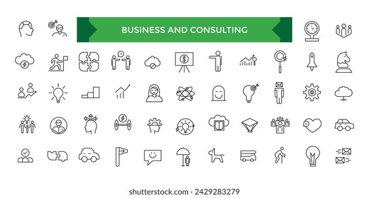 Business and Consulting office line icons collection. UI icon set. outline icons pack. Vector illustration