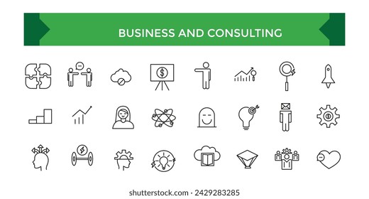 Business and Consulting office line icons collection. UI icon set. outline icons pack. Vector illustration