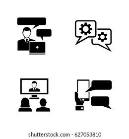 Business consulting. Simple Related Vector Icons Set for Video, Mobile Apps, Web Sites, Print Projects and Your Design. Black Flat Illustration on White Background.