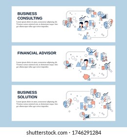 Business consulting, Business solution and Financial adviser concepts for website, landing page, ui, web banners and promotional materials. Vector template.