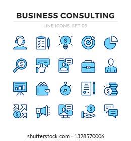 Business consulting vector line icons set. Thin line design. Outline graphic elements, simple stroke symbols. Business analysis icons