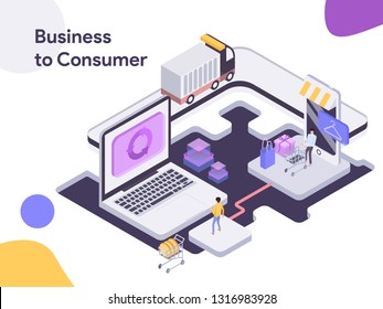  Business to Consumer Isometric illustration. Modern flat design style for website and mobile website.Vector illustration