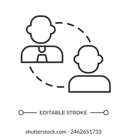 Lineares Symbol für Unternehmen und Privatanwender. Digitaler Handel. Marketingstrategie. B2c-Geschäftsmodell. Direktmarketing. Dünne Linien-Illustration. Kontursymbol Umrisszeichnung der Vektorgrafik. Bearbeitbarer Strich