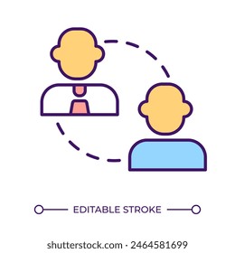 RGB-Farbsymbol für Geschäftskunden. Digitaler Handel. Marketingstrategie. B2c-Geschäftsmodell. Direktmarketing. Isolierte Vektorillustration. Einfache ausgefüllte Linienzeichnung. Bearbeitbarer Strich