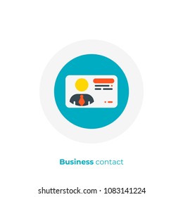 Business contact flat art icon, digital business card vector art, cartoon online profile illustration