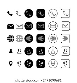 Business Contact Line Flat Vector Icon Collection