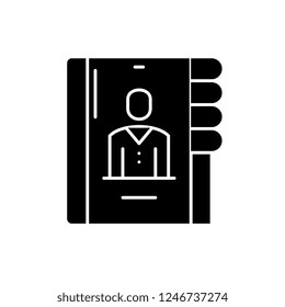 Business contacts black icon, vector sign on isolated background. Business contacts concept symbol, illustration 