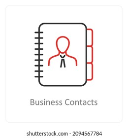 Concepto de icono de contactos profesionales o registros profesionales