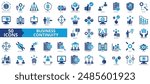Business continuity icon collection set. Containing capability, organization, delivery, product management, acceptable, following, planning icon. Simple flat vector.