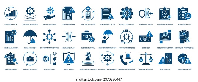 Business continuity icon vector illustration concept for creating a system of prevention and recovery with an icon of management, ongoing operation, risk, resilience and procedures