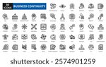 Business continuity linear icon collection set