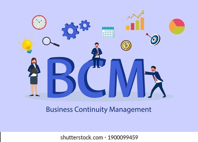 Business continuity management BCM 2D flat vector concept for banner, website, illustration, landing page, flyer, etc