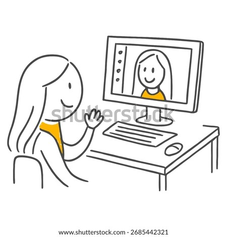 Business Continuity and Networking Remote Work and E-Learning Concept Illustrated in a Stick Figure Style.