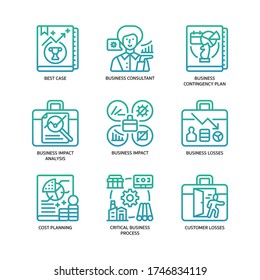 Business Continuity Plan Icons Set Gradient Style