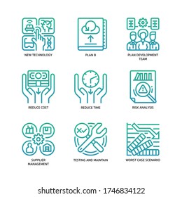 Business continuity plan icons set gradient style