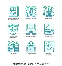 Business continuity plan icons set gradient style