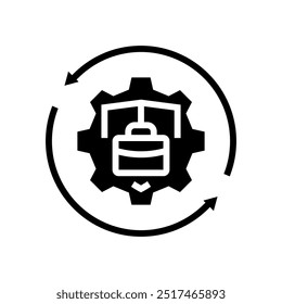 Vector de icono de glifo de proceso de continuidad comercial. Signo de proceso de continuidad comercial. Ilustración de símbolo aislado