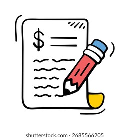Business contract document icon for agreement, finance, deal, signature