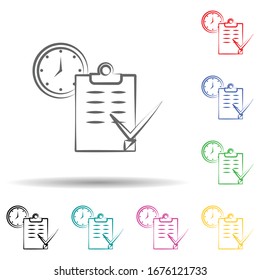 Icono de conjunto multicolor dibujado a mano por contrato. Línea delgada simple, contorno vectorial de iconos del negocio para ui y ux, sitio web o aplicación móvil