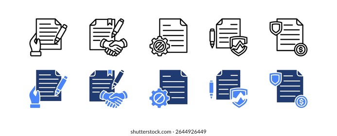 Ícone do contrato comercial com Contrato, Acordo, Rescisão, Violação, Indenização.