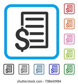 Business Contract icon. Flat gray iconic symbol inside a light blue rounded rectangular frame. Black, gray, green, blue, red, orange color additional versions of Business Contract vector.