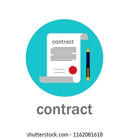 Business contract icon flat style. Vector illustration
