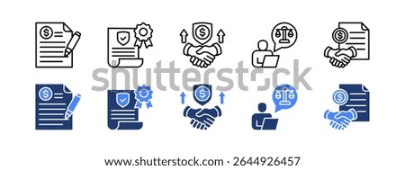 Business contract icon with Invoice, Guarantee, Commitment, Legal advice, Business contract.