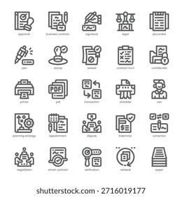Paquete de iconos de contrato de negocios para su Sitio web, móvil, presentación y diseño de logotipo. Diseño de esquema de icono de contrato de negocio. Ilustración gráfica de Vector y trazo editable.