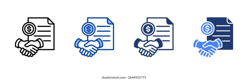 Business Contract icon sheet multiple style collection